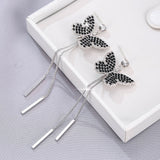 Women Earrings Fully Inlaid Cubic Zirconia Tassel Long Butterfly Earrings Fashion Banquet Wedding Earrings Gift For Girlfriend