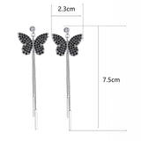 Women Earrings Fully Inlaid Cubic Zirconia Tassel Long Butterfly Earrings Fashion Banquet Wedding Earrings Gift For Girlfriend