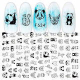 1pcs Black White 3D Nail Art Stickers Sliders Flowers Mandala Leaf Geometry Adhesive Nail Decals Foil Design Manicure TRF564-573