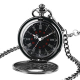 Antique Style Roman Numerals Pocket Watch Men Women Black Hollow Case Quartz Steampunk Vintage Pendant Necklace Gift cep saati