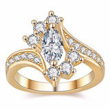 2017 Hot sale New Design Luxury Big Oval CZ Ring Golden Color Wedding ring Fine Jewelry for Women Free Shipping Jewelry