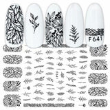 1pcs Black White 3D Nail Art Stickers Sliders Flowers Mandala Leaf Geometry Adhesive Nail Decals Foil Design Manicure TRF564-573