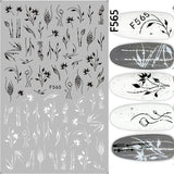 1pcs Black White 3D Nail Art Stickers Sliders Flowers Mandala Leaf Geometry Adhesive Nail Decals Foil Design Manicure TRF564-573