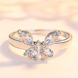 Beiver Butterfly Shining Crystal Zircon Ring for Women Princess Luxury Rings Jewelry Fashion Party Birthday Gifts Size 6-9