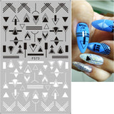1pcs Black White 3D Nail Art Stickers Sliders Flowers Mandala Leaf Geometry Adhesive Nail Decals Foil Design Manicure TRF564-573