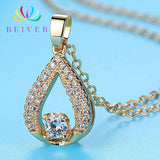 Beiver Fashion Clear AAAA Cubic Zirconia Water Drop Necklace White Gold / Yellow Gold Color Party Jewelry Ladies Gifts N377