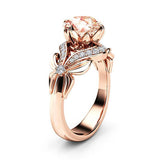 Mosovy Zircon Inlaid With Hollow Butterfly Rose Gold Wedding Rings for Women Rhinestone Bow Engagement Ring for Female Jewelry