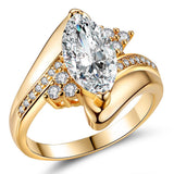 2017 Hot sale New Design Luxury Big Oval CZ Ring Golden Color Wedding ring Fine Jewelry for Women Free Shipping Jewelry