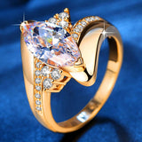 2017 Hot sale New Design Luxury Big Oval CZ Ring Golden Color Wedding ring Fine Jewelry for Women Free Shipping Jewelry