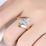 2017 Hot sale New Design Luxury Big Oval CZ Ring Golden Color Wedding ring Fine Jewelry for Women Free Shipping Jewelry