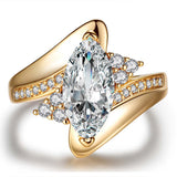2017 Hot sale New Design Luxury Big Oval CZ Ring Golden Color Wedding ring Fine Jewelry for Women Free Shipping Jewelry