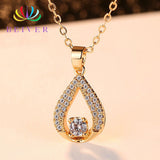 Beiver Fashion Clear AAAA Cubic Zirconia Water Drop Necklace White Gold / Yellow Gold Color Party Jewelry Ladies Gifts N377