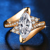 2017 Hot sale New Design Luxury Big Oval CZ Ring Golden Color Wedding ring Fine Jewelry for Women Free Shipping Jewelry