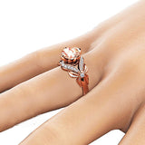 Mosovy Zircon Inlaid With Hollow Butterfly Rose Gold Wedding Rings for Women Rhinestone Bow Engagement Ring for Female Jewelry