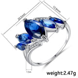 Female Crystal Zircon Stone Ring for Woman Purple Green Water Blue Ring Wedding Band Jewelry Promise Engagement Rings Jewelry
