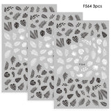 1pcs Black White 3D Nail Art Stickers Sliders Flowers Mandala Leaf Geometry Adhesive Nail Decals Foil Design Manicure TRF564-573