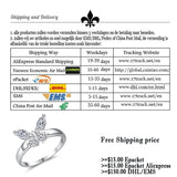 Beiver Butterfly Shining Crystal Zircon Ring for Women Princess Luxury Rings Jewelry Fashion Party Birthday Gifts Size 6-9