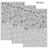1pcs Black White 3D Nail Art Stickers Sliders Flowers Mandala Leaf Geometry Adhesive Nail Decals Foil Design Manicure TRF564-573