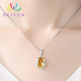 2019 New Arrivals Champagne Rectangle Crystal Necklace for Women White Gold Color Wedding Bands Jewelry N324W-X