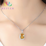 2019 New Arrivals Champagne Rectangle Crystal Necklace for Women White Gold Color Wedding Bands Jewelry N324W-X