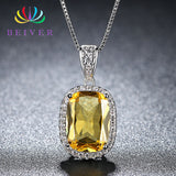 2019 New Arrivals Champagne Rectangle Crystal Necklace for Women White Gold Color Wedding Bands Jewelry N324W-X