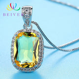 2019 New Arrivals Champagne Rectangle Crystal Necklace for Women White Gold Color Wedding Bands Jewelry N324W-X