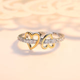 Openwork Double Heart Lady Ring Classic Fashion Charm Personality Cubic Zirconia Jewelry Festive Pop Jewelry Gift Shiny Pop
