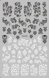 1pcs Black White 3D Nail Art Stickers Sliders Flowers Mandala Leaf Geometry Adhesive Nail Decals Foil Design Manicure TRF564-573