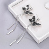 Women Earrings Fully Inlaid Cubic Zirconia Tassel Long Butterfly Earrings Fashion Banquet Wedding Earrings Gift For Girlfriend