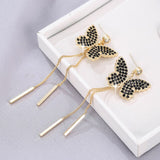 Women Earrings Fully Inlaid Cubic Zirconia Tassel Long Butterfly Earrings Fashion Banquet Wedding Earrings Gift For Girlfriend