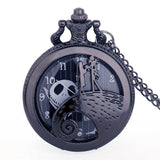 Silver/Black/Bronze Christmas Pocket Watch Jack Skellington Tim Burton Movie Kid Pendant Necklace Clock