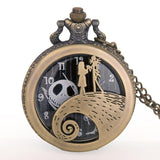 Silver/Black/Bronze Christmas Pocket Watch Jack Skellington Tim Burton Movie Kid Pendant Necklace Clock
