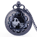 Silver/Black/Bronze Christmas Pocket Watch Jack Skellington Tim Burton Movie Kid Pendant Necklace Clock
