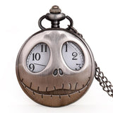 Silver/Black/Bronze Christmas Pocket Watch Jack Skellington Tim Burton Movie Kid Pendant Necklace Clock