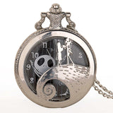 Silver/Black/Bronze Christmas Pocket Watch Jack Skellington Tim Burton Movie Kid Pendant Necklace Clock