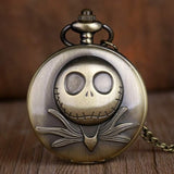 Silver/Black/Bronze Christmas Pocket Watch Jack Skellington Tim Burton Movie Kid Pendant Necklace Clock