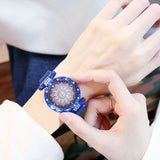 2PCS Set Luxury Magnetic Watches For Women Lucky Fashion Ladies Geometric Surface Quartz Clock Reloj Zegarek Damski