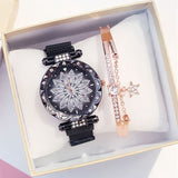 2PCS Set Luxury Magnetic Watches For Women Lucky Fashion Ladies Geometric Surface Quartz Clock Reloj Zegarek Damski