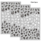 1pcs Black White 3D Nail Art Stickers Sliders Flowers Mandala Leaf Geometry Adhesive Nail Decals Foil Design Manicure TRF564-573