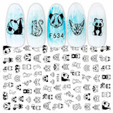 1pcs Black White 3D Nail Art Stickers Sliders Flowers Mandala Leaf Geometry Adhesive Nail Decals Foil Design Manicure TRF564-573