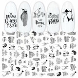 1pcs Black White 3D Nail Art Stickers Sliders Flowers Mandala Leaf Geometry Adhesive Nail Decals Foil Design Manicure TRF564-573