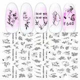 1pcs Black White 3D Nail Art Stickers Sliders Flowers Mandala Leaf Geometry Adhesive Nail Decals Foil Design Manicure TRF564-573