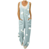 Women Summer Holiday Casual Sleeveless Jumpsuits Fashion Ladies Boho Floral Bodysuit Loose Long Pant Trousers Overalls for Women