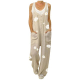 Women Summer Holiday Casual Sleeveless Jumpsuits Fashion Ladies Boho Floral Bodysuit Loose Long Pant Trousers Overalls for Women